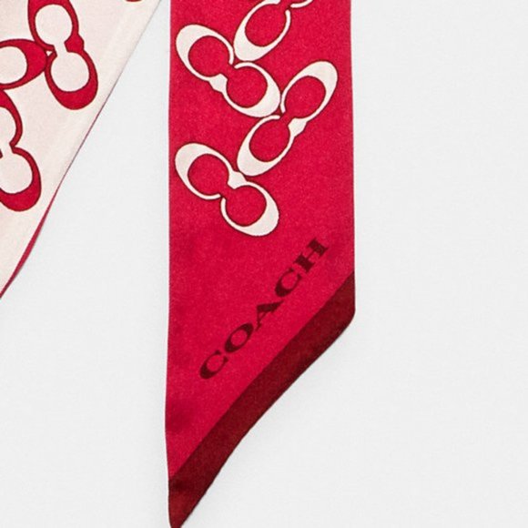 Coach Signature Electric Pink Silk Skinny Scarf - Picture 3 of 4